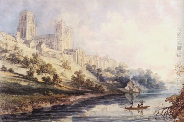 Durham Cathedral and Castle painting - Thomas Girtin Durham Cathedral and Castle art painting